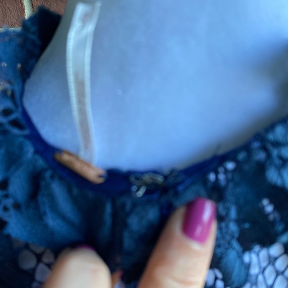 Free People Floral Navy Lace Halter Tank Top - Picture 5 of 5